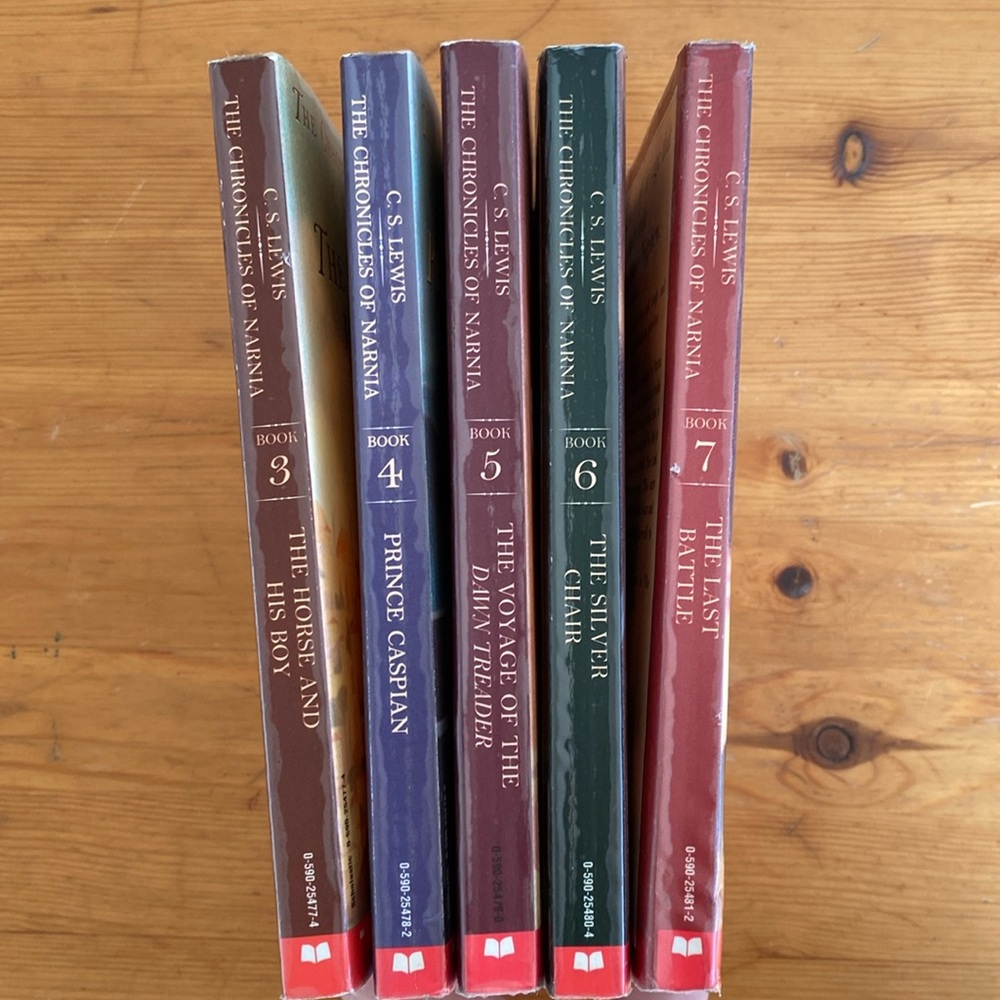 Incomplete Chronicles of Narnia set of books by C. S. Lewis. Books 3 to 7